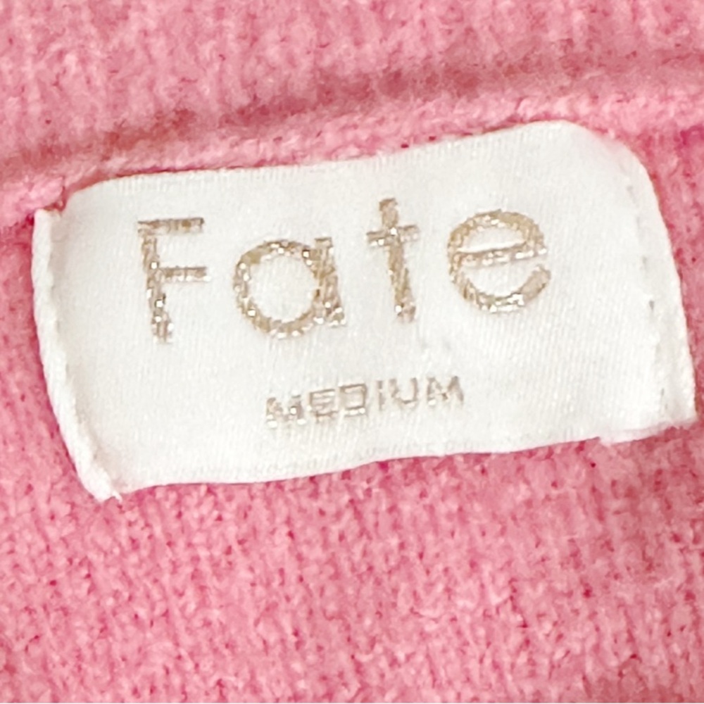 Fate Pink Short Puff Sleeve Button Front
Cardigan Sweater Knit Top Medium - Picture 4 of 5